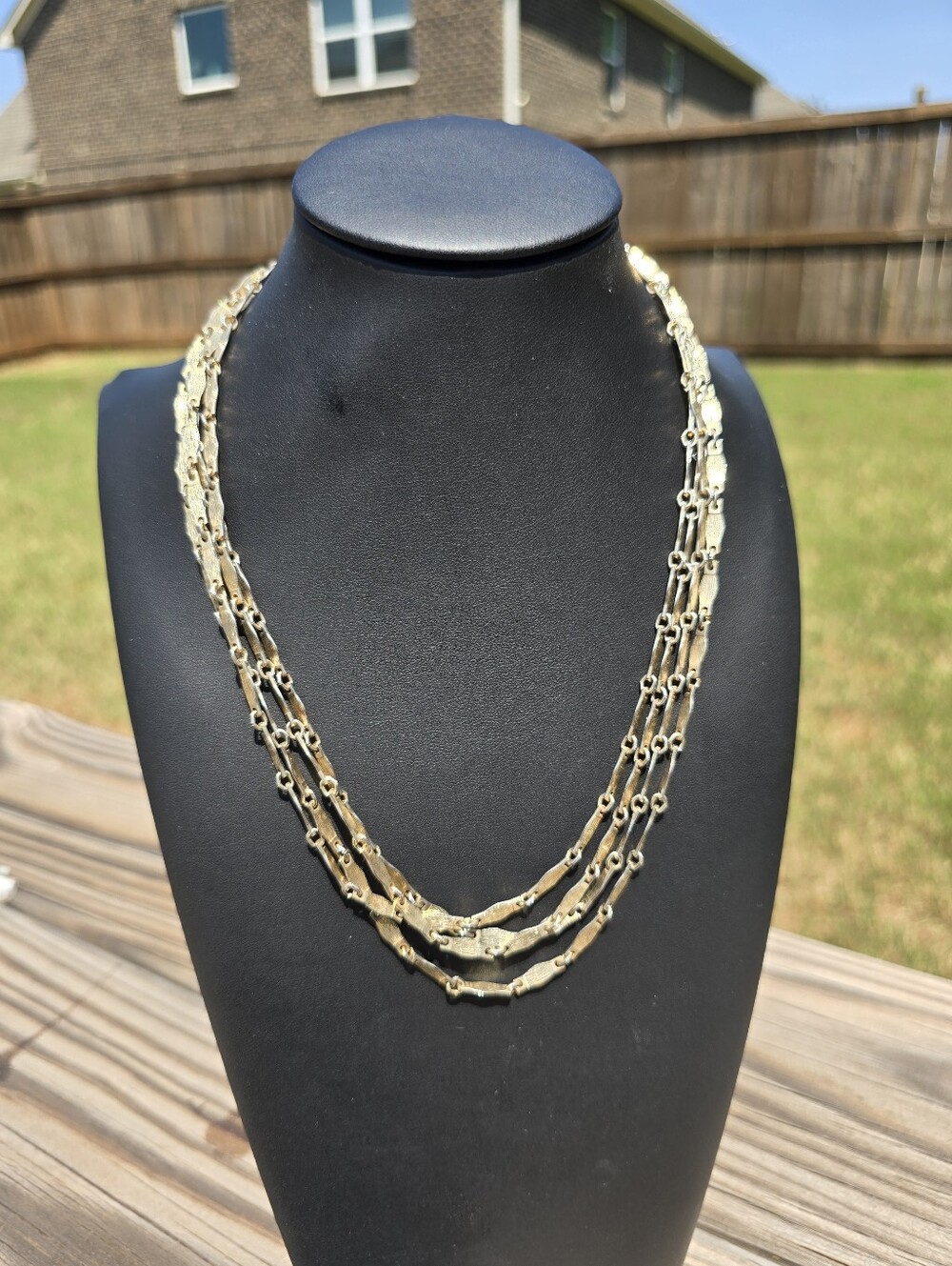 Vintage Gold Plated Stationary Chain Necklace - Women's Jewelry